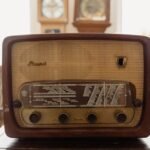 Classic wooden radio with dials, evoking nostalgia and retro style.